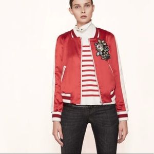 Maje Red Bomber Jacket
